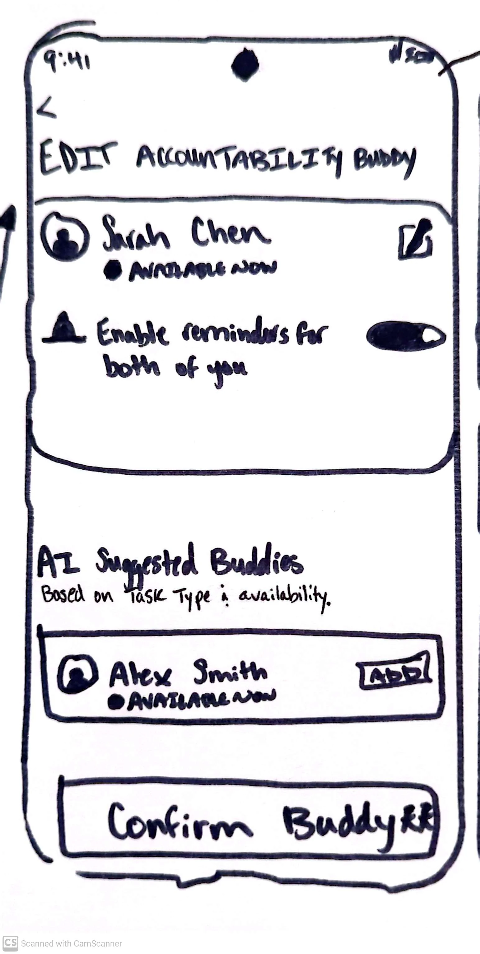 Hand sketch: editing your accountability buddy
