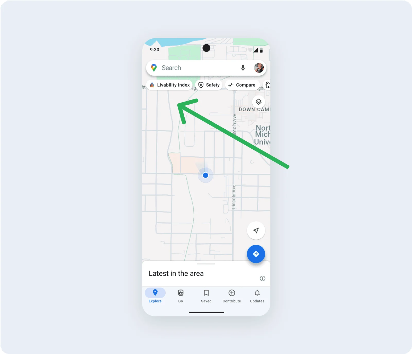 After: a Livability Index tab in the row along the top of the map