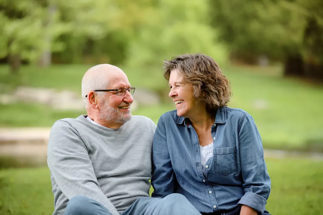 Grandma and grandpa, laughing at each other