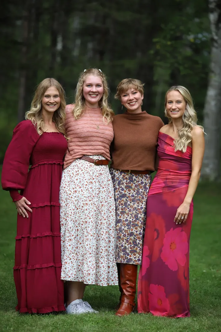 Rust, rose and a big floral dress
