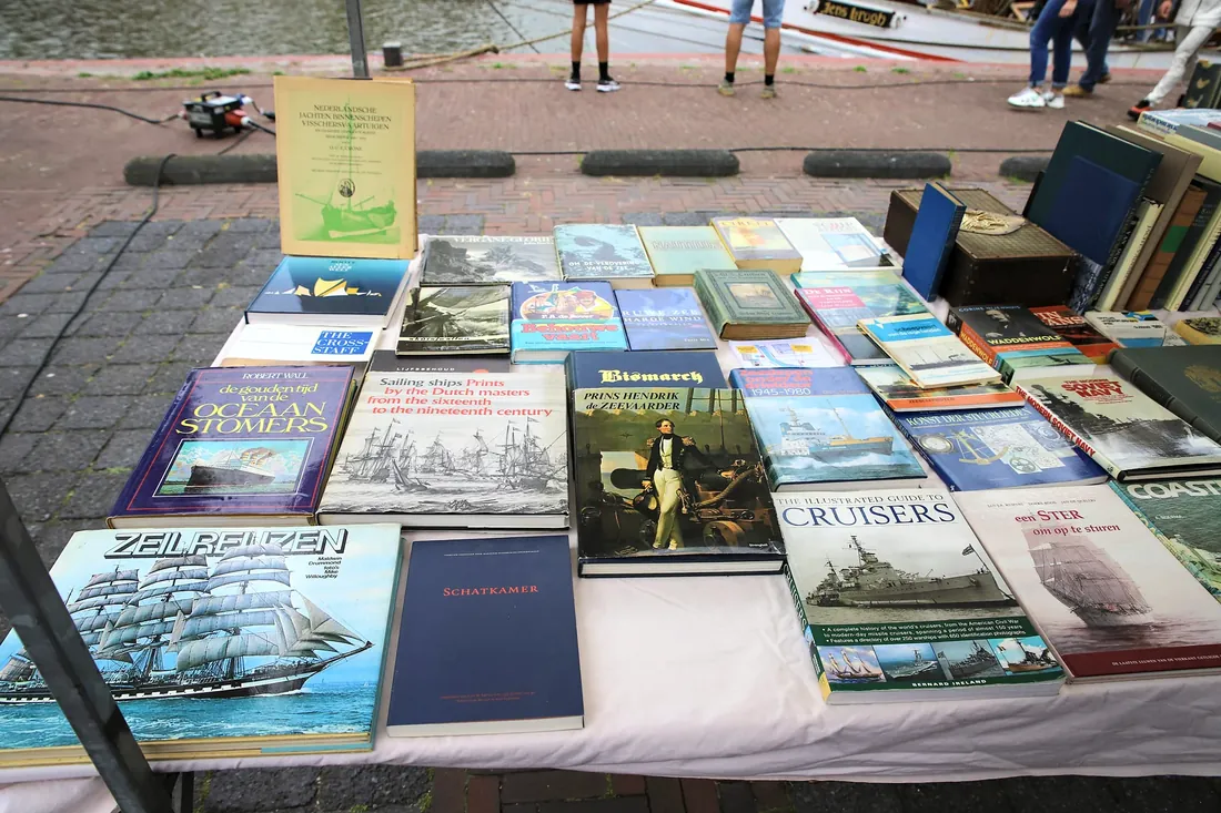 Old sailing books for sale on the quay