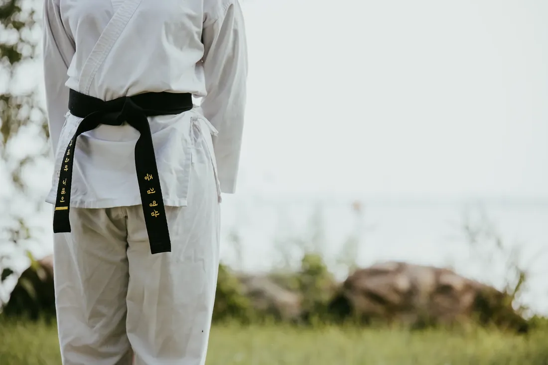 Black belt: The black belt, tied