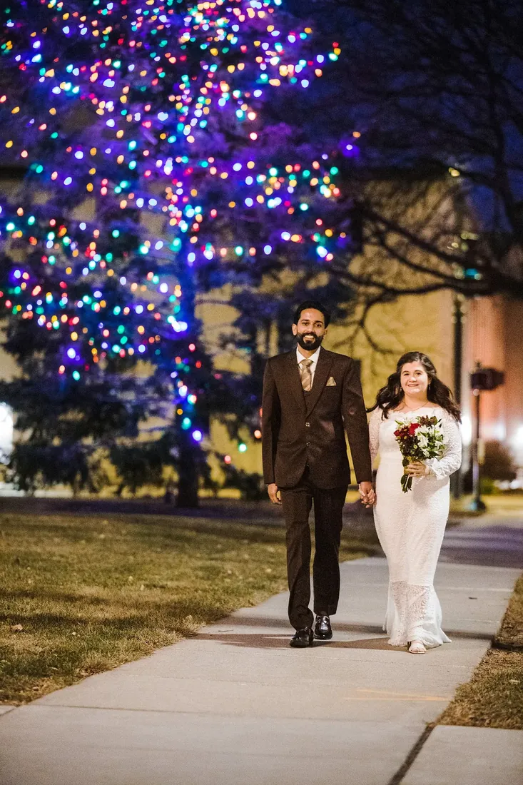 Emily & Samy: walking out under the lights
