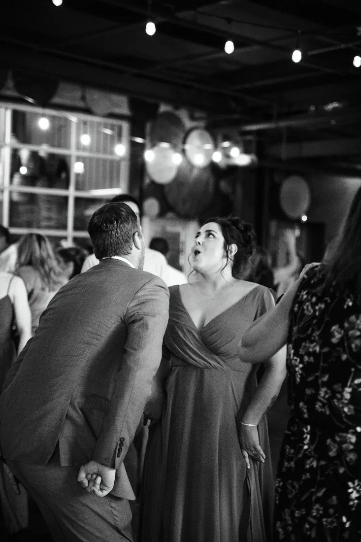 Trisha & Mark: on the dance floor, in black and white