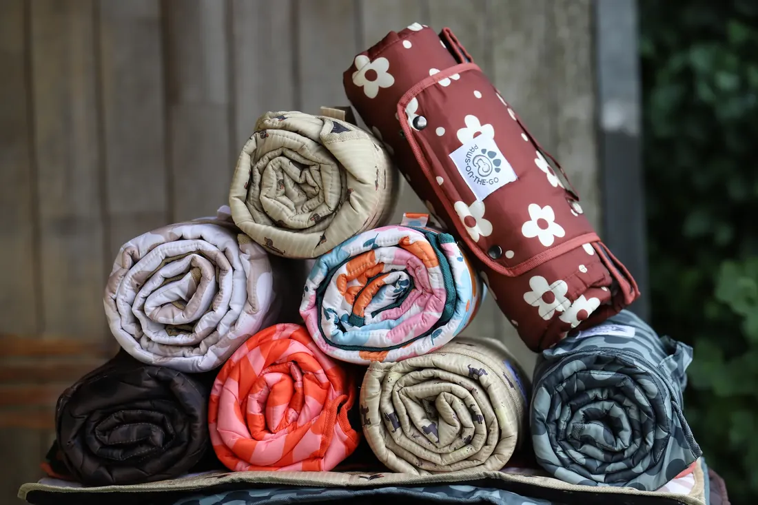 All the designs rolled and stacked