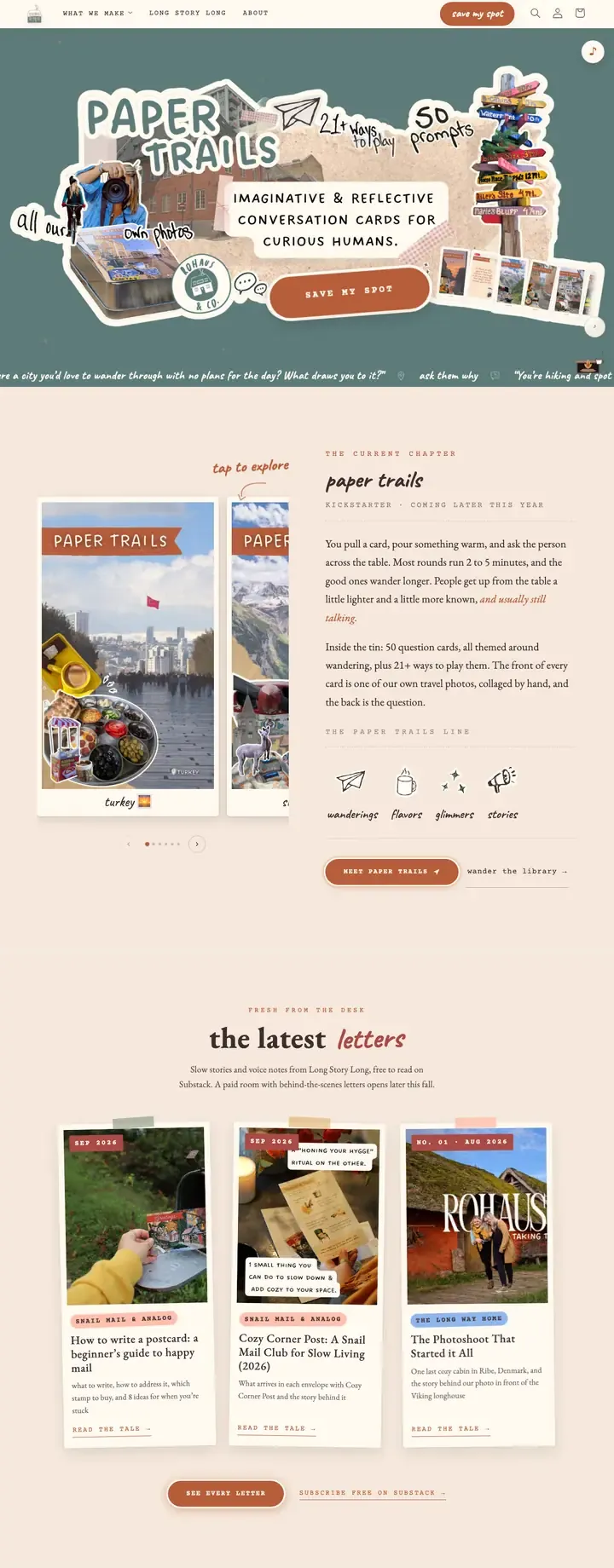 The rohausandco.com homepage, scrolling from top to bottom