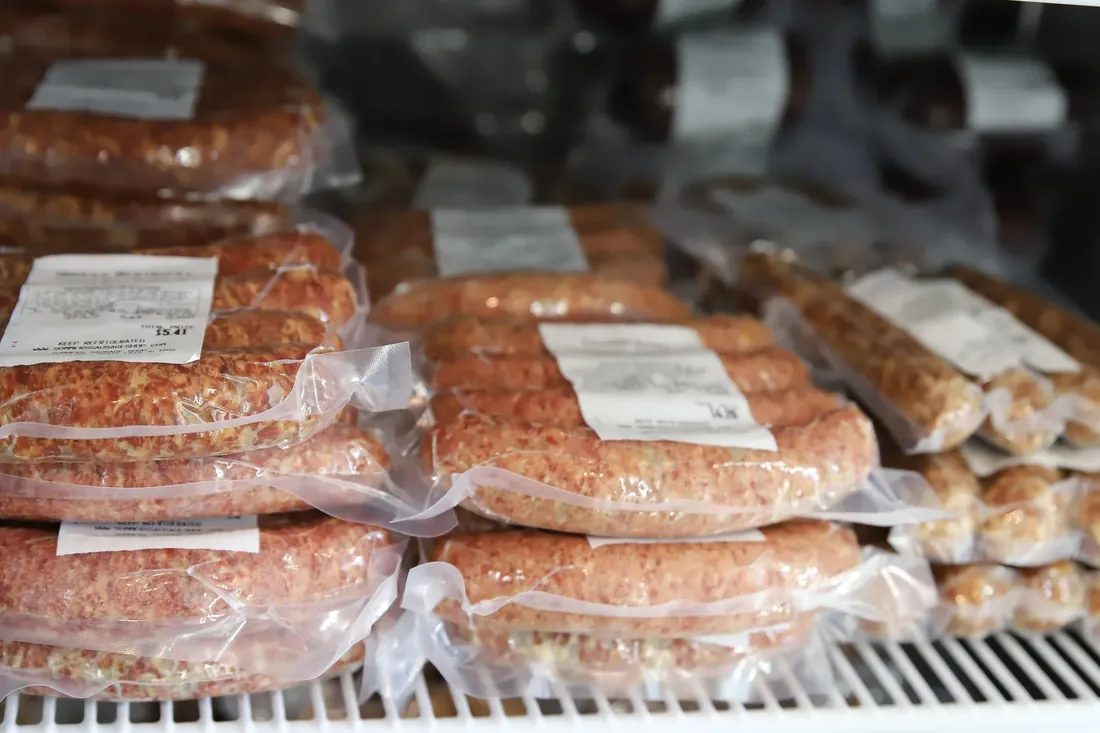 Sausage, packed and labelled