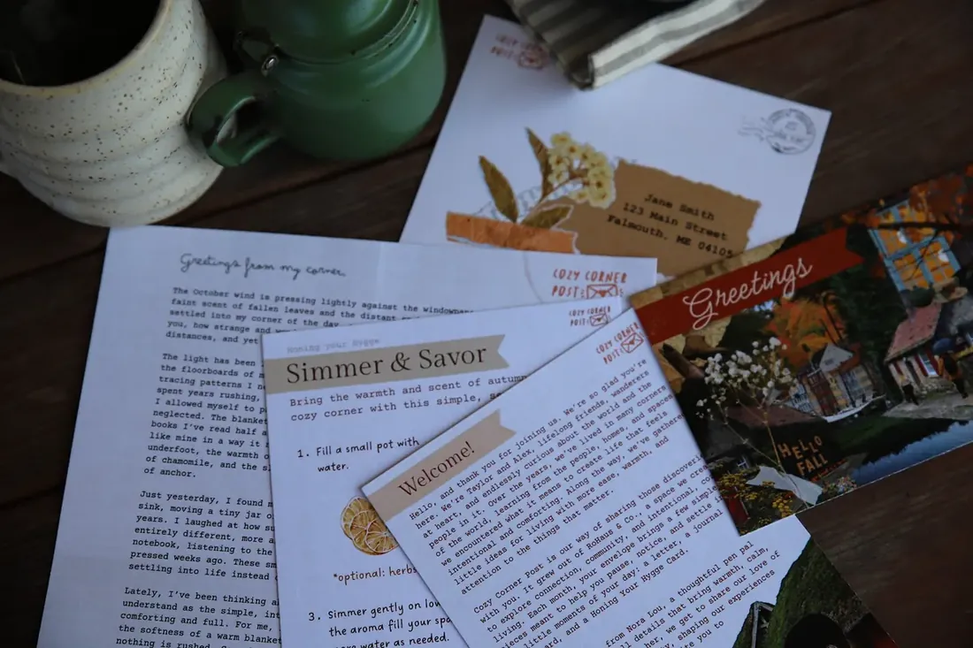 Letters spread out with a pot of tea