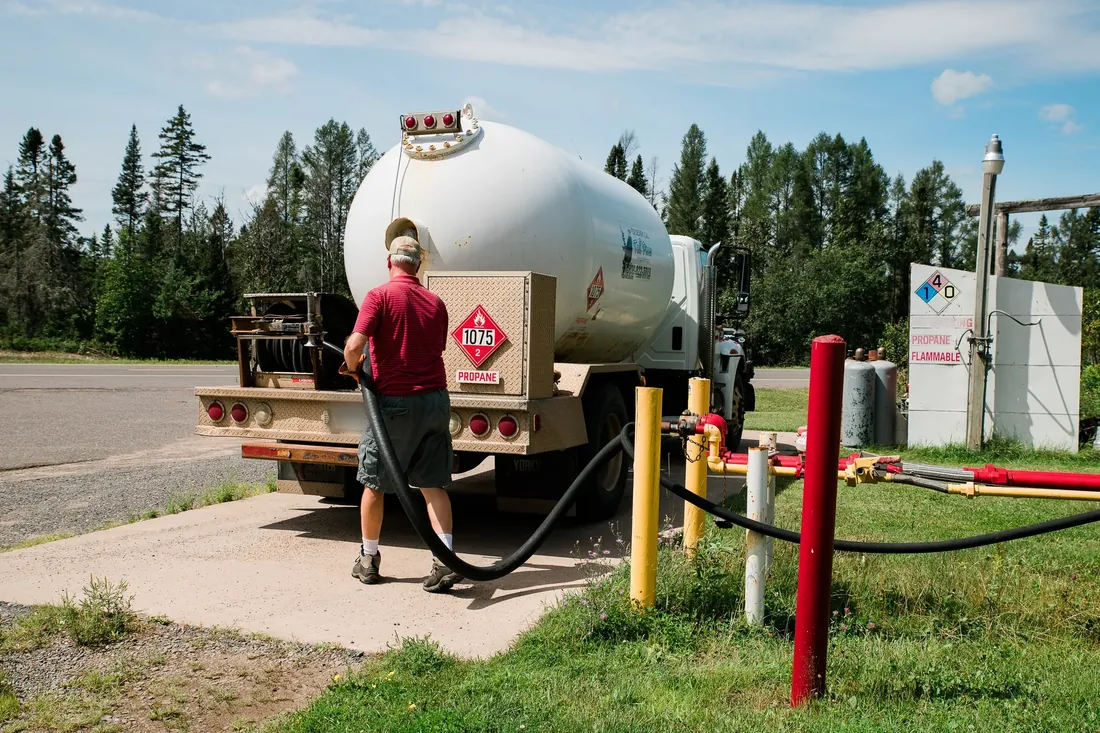 Filling the propane truck