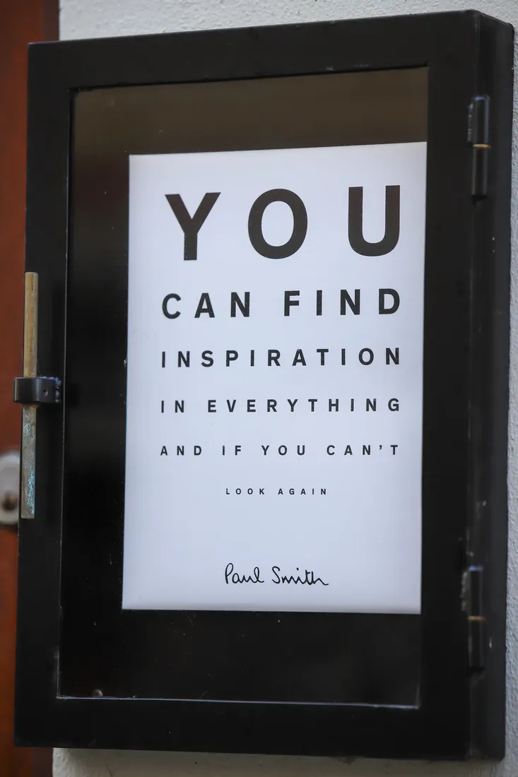 “You can find inspiration in everything”, a Paul Smith line in a frame
