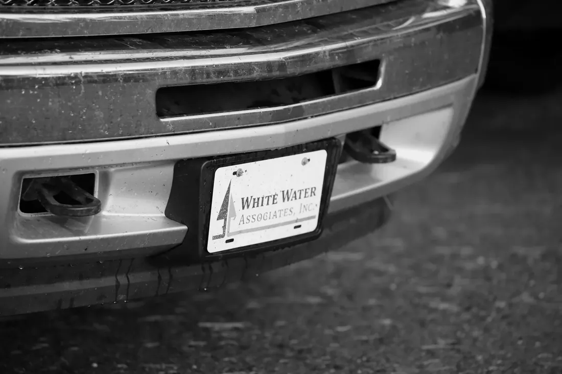 The company plate on the truck