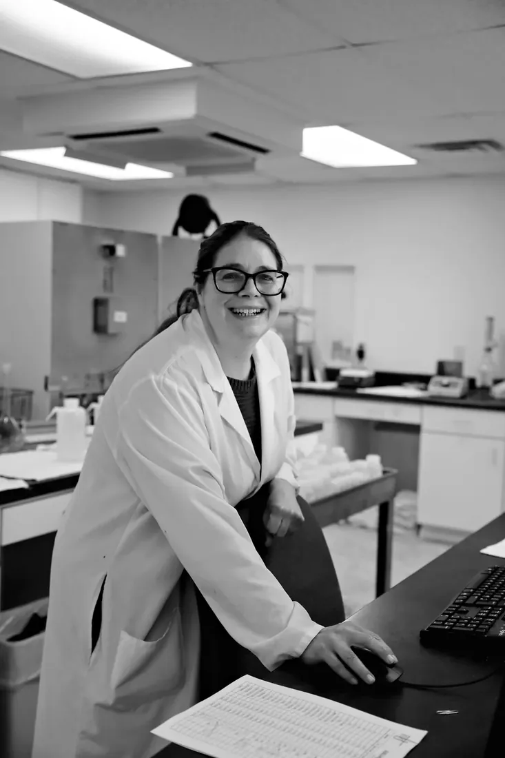 A big smile between samples